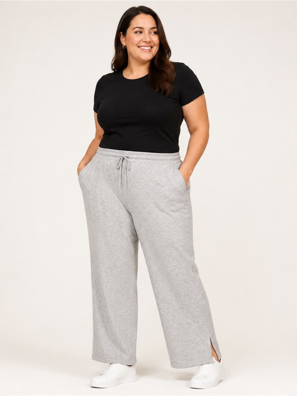 #792 NWT Beyond Yoga LuxeFleece Wide Leg Pants XXL Short Gray
